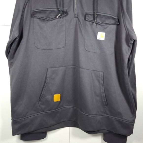 Carhartt Men's XL Regular Fit Gray Softshell Quarter Zip Hoodie Sweater - Picture 3 of 13